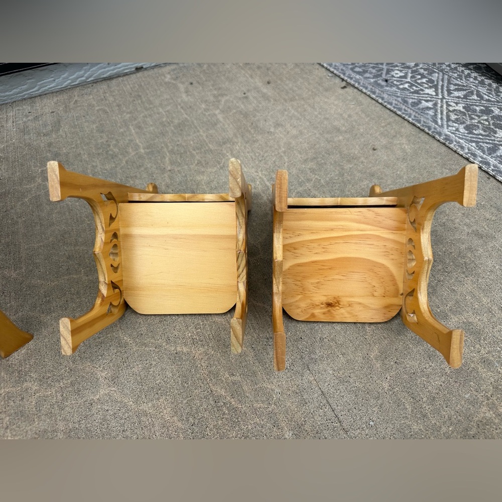 Vintage Wooden Doll Table (1) & Chairs (2) Furniture Set - Picture 5 of 17